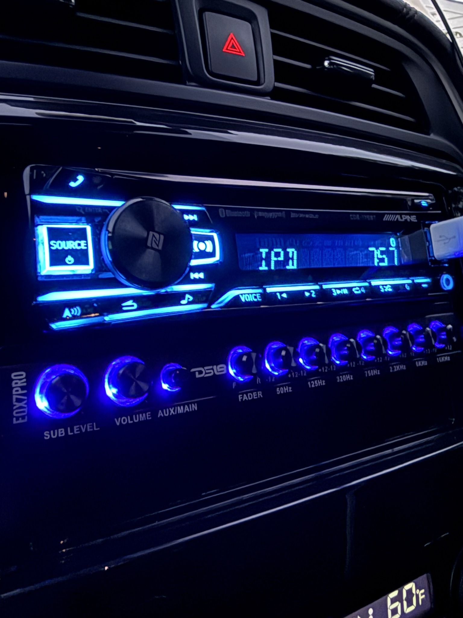 2020 Nissan Maxima dash with Alpine radio and DS18 equalizer